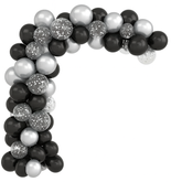 Girlanda Balonowa, Czarna Srebrna, Konfetti