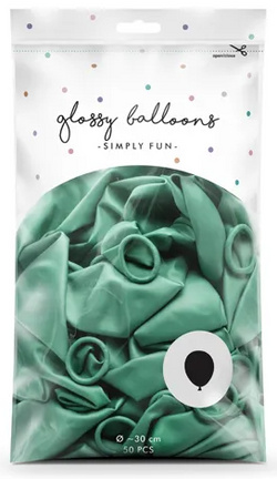 Balony Glossy, 30 cm (14") butelkowy zielony 50szt