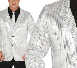 Srebrna MARYNARKA z Cekinami Disco Lata 80, S