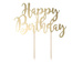 Topper na tort Happy Birthday złoty, 22,5cm, 1szt.