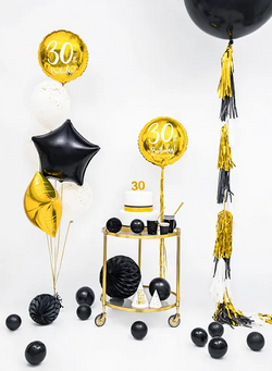 Girlanda Frędzle ZŁOTE Lustrzane CZARNE, 12szt.