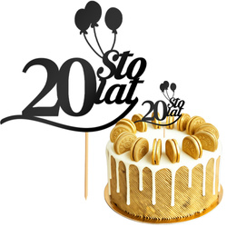 Topper na Tort 20 STO LAT Urodziny CZARNY