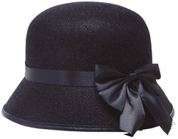 Kapelusz damski z kokardą, czarny, 1 szt.