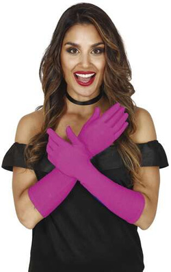 Rękawiczki Długie Różowe Fuksja Lata 20, 42cm