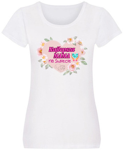 Koszulka damska Biała NAJLEPSZA MAMA NA ŚWIECIE, S