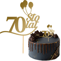 Topper na Tort 70 STO LAT Urodziny ZŁOTY
