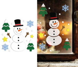 Dekoracja Ozdoba Żelowa na Okno BAŁWANEK Zima