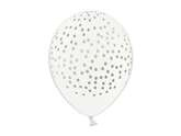 Balony Biały w złote Kropki, 30 cm, 1 szt.