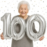 Zestaw Balonów Foliowych Liczba 100, srebrne 100cm