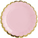 Talerzyki, jasny róż, złoty brzeg, 18cm, 6 szt.