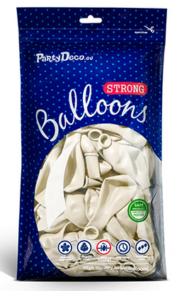 Balony Metaliczne Białe Urodziny 12cm 100szt.