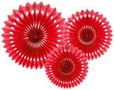 Rozety dekoracyjne Czerwone 20-30cm 3szt.