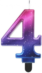 Świeczka na Tort  Cyfra 4 Metalik Nocne Niebo 8cm