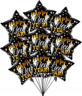 Balon foliowy Gwiazda HAPPY NEW YEAR,18cali 9szt.