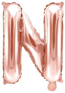 Balon foliowy Litera "N", 35cm, różowe złoto 1szt.