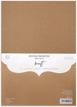 Papier Ozdobny Kraft Sztywny A4 Zestaw 20 arkuszy