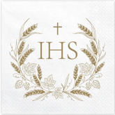 Serwetki Komunijna IHS Złote 33x33cm 12szt.