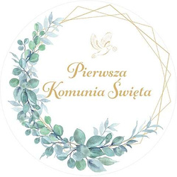 Naklejka komunia heksagon 100mm 1 szt. 