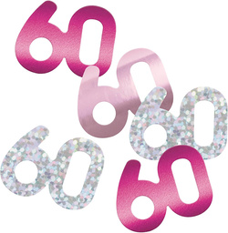 Konfetti Dekoracyjne 60 URODZINY Różowe 14g