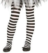 Rajstopy Dziecięce Biało Czarne Paski Halloween