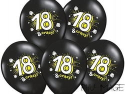 Balony z nadrukiem 18 urodziny, 5 szt. 1 op.