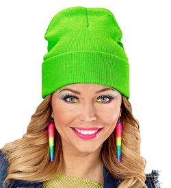 Czapka Zielona Neonowa Beanie Lata 80 Disco Neon