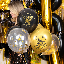 Balony Sylwestrowe HAPPY NEW YEAR Nowy Rok 8szt.