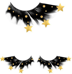 Sztuczne RZĘSY  Doklejane Czarne Złote GWIAZDKI