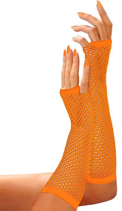 RĘKAWICZKI z Siatki POMARAŃCZOWE Neonowe DISCO