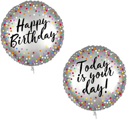 Balon Foliowy URODZINY ZESTAW na Hel Ciężarek 46cm