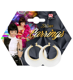 KOLCZYKI Koła Białe Złote Lata 80 Disco