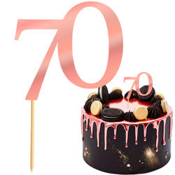 Topper na Tort LICZBA 70 Urodziny RÓŻOWE ZŁOTO