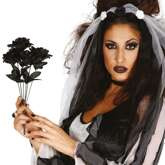 Bukiet Czarnych Róż Sztuczna Róża Halloween 35cm