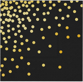 Serwetki Czarne w Złote Kropki Party 33x33cm 10szt