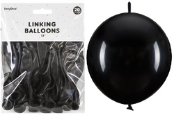 Balony z łącznikiem, 33 cm, czarny 20szt.