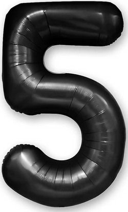 Balon foliowy cyfra 5 PIĘĆ czarny 100 cm