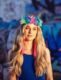 Kolczyki Festiwalowe Frędzle Neonowe Różowe Disco