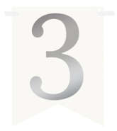 Flagietka, Cyfra 3, Srebrna, 1 szt.