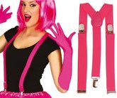 Neonowe Różowe Szelki Disco Lata 80 Strój Party