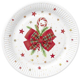 Talerzyki Papierowe Kokarda Święta 23cm 8szt.