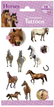 Tatuaże Zmywalne Tymczasowe KONIE Urodziny 12szt.