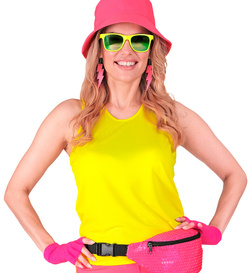 RĘKAWICZKI Bez Palców Krótkie RÓŻOWE Neonowe DISCO