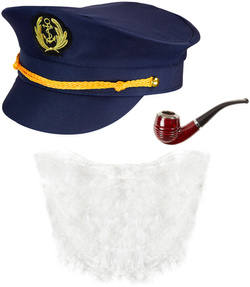 Zestaw Kapitana Czapka Broda Fajka