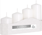 Świece walec, biały pastel ,miks  4 szt.