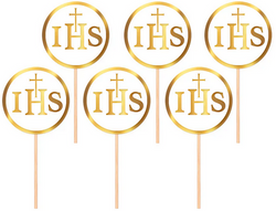 Toppery Pikery Komunijne Złote IHS Hostia 6szt.
