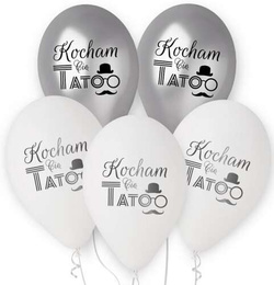 Balony Kocham Cię Tato (srebrne, białe), 12" 5szt