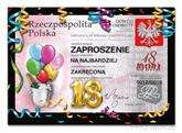 Zaproszenie na 18 urodziny, 1 szt.