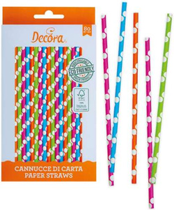 Słomki Papierowe MIX Kolorowe DECORA Eko 80szt.