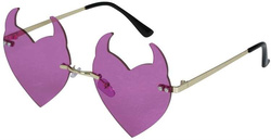 OKULARY Fioletowy DIABEŁ Demon Rogi Halloween