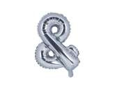 Balon foliowy "&" 35cm srebrny metaliczny 1 szt.